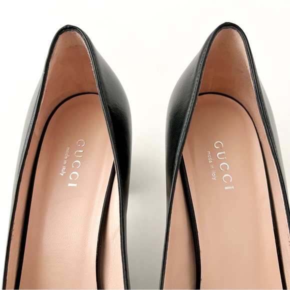 GUCCI | Decollete Madelyn Black Malaga Kid Pump Heel with G Crystals Size 37 - Picture 6 of 16